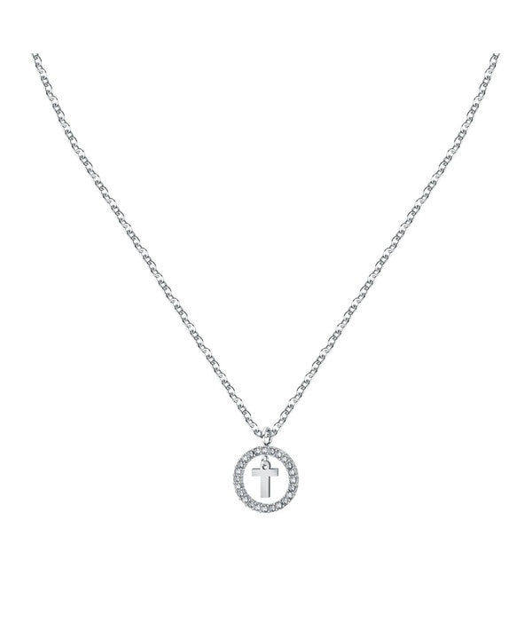 Collana in acciaio con lettera T di La Petite Story e cristallo trasparente LPS10ASF24 per donna