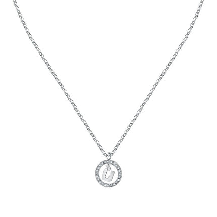 Collana in acciaio con lettera U di La Petite Story e cristallo trasparente LPS10ASF25 per donna