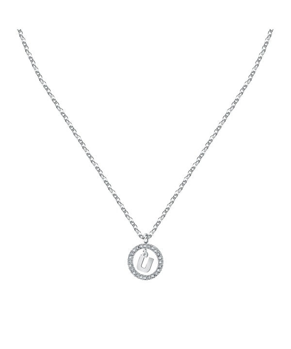 Collana in acciaio con lettera U di La Petite Story e cristallo trasparente LPS10ASF25 per donna