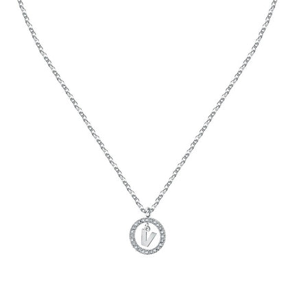 Collana in acciaio con lettera V di La Petite Story e cristallo trasparente LPS10ASF26 per donna