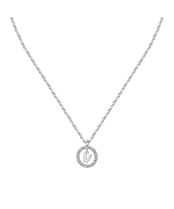 Collana in acciaio con lettera V di La Petite Story e cristallo trasparente LPS10ASF26 per donna