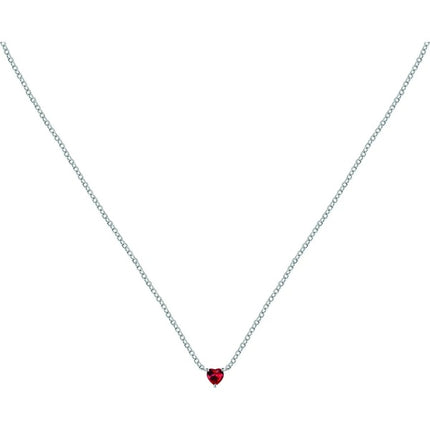 Collana in acciaio La Petite Story con zirconi bianchi e rossi a forma di cuore LPS10AWV30 per donna