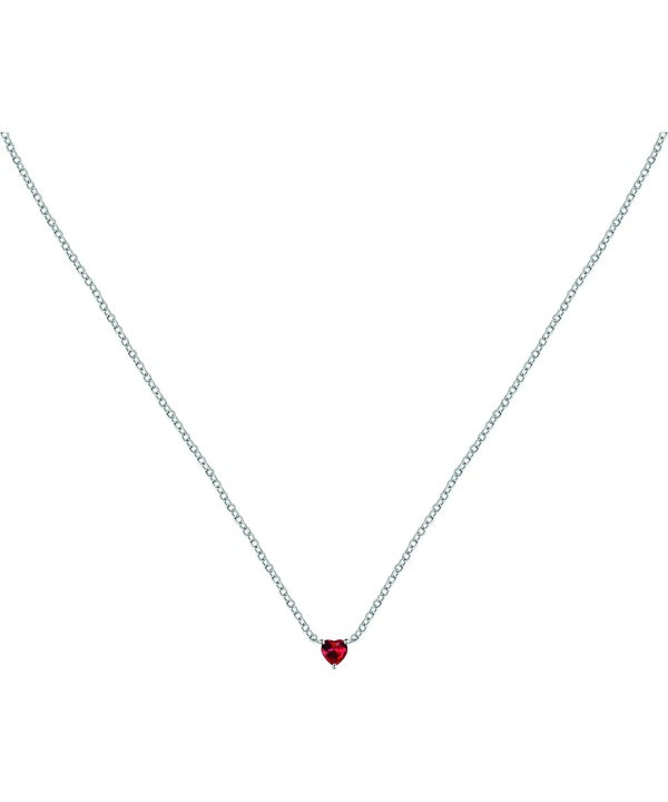 Collana in acciaio La Petite Story con zirconi bianchi e rossi a forma di cuore LPS10AWV30 per donna