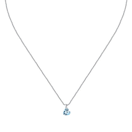Collana in argento La Petite Story con zirconi a forma di cuore azzurro chiaro LPS10AWV32 per donna