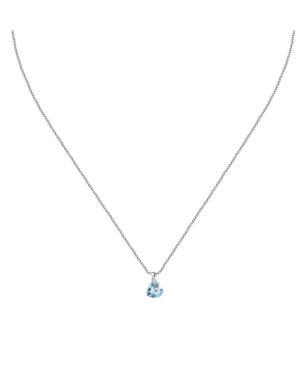 Collana in argento La Petite Story con zirconi a forma di cuore azzurro chiaro LPS10AWV32 per donna