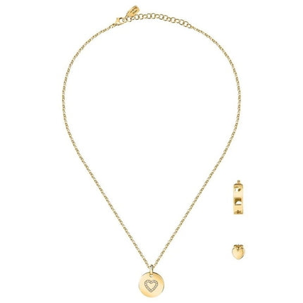 Collana e orecchini in acciaio color oro La Petite Story, set speciale con zircone bianco LPS20ASD02 per donna