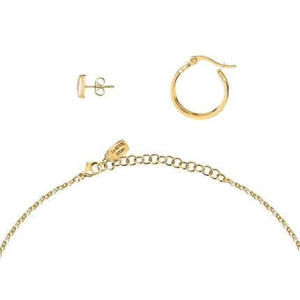 Collana e orecchini in acciaio color oro La Petite Story, set speciale con zircone bianco LPS20ASD02 per donna