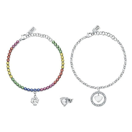 Collana e orecchini in acciaio La Petite Story, set speciale con cristallo multicolore LPS20ASD03 per donna