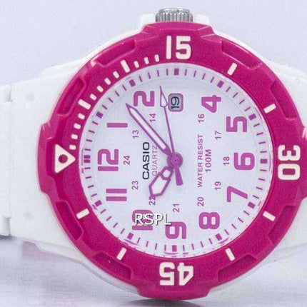 Casio analogico quadrante bianco rosa caldo LRW-200H-4BVDF LRW200H-4BVDF orologio da donna