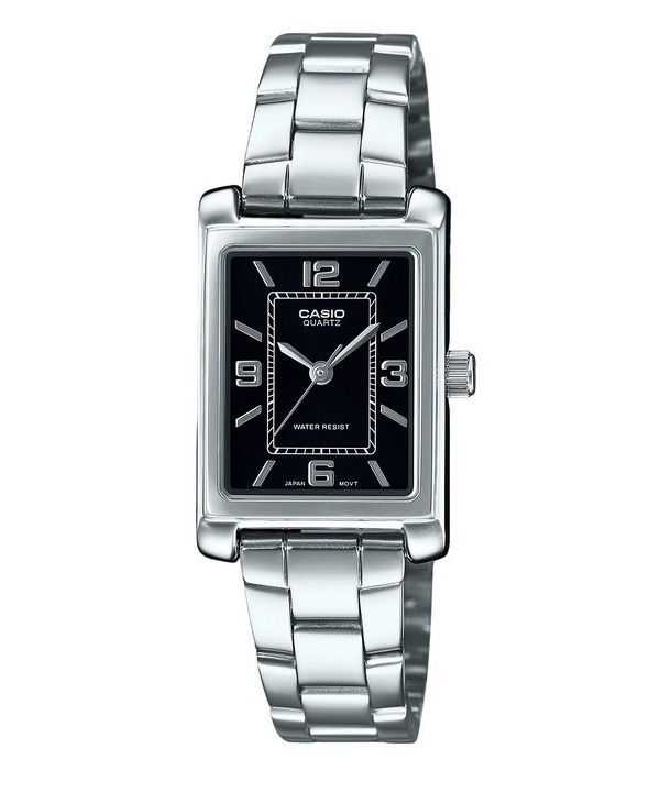 Orologio Casio Standard Analogico Acciaio Inossidabile Quadrante Nero Quarzo LTP-1234DD-1A Donna