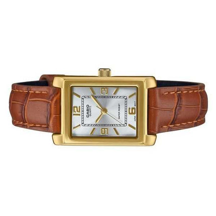 Casio Standard Analogico Cinturino in Pelle Marrone Quadrante Argento Quarzo LTP-1234GLL-7A Orologio da Donna