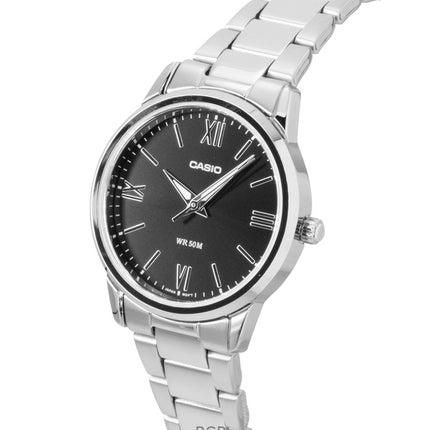 Orologio da donna Casio analogico in acciaio inossidabile con quadrante nero al quarzo LTP-1303DD-1AV