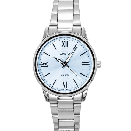 Orologio da donna Casio analogico in acciaio inossidabile con quadrante blu menta al quarzo LTP-1303DD-2AV