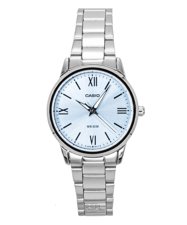 Orologio da donna Casio analogico in acciaio inossidabile con quadrante blu menta al quarzo LTP-1303DD-2AV