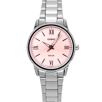 Orologio da donna Casio analogico in acciaio inossidabile con quadrante rosa al quarzo LTP-1303DD-4AV