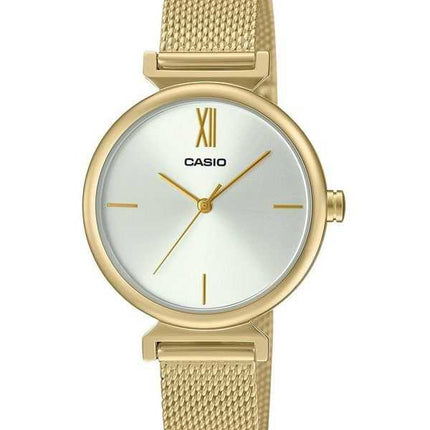 Orologio Casio analogico in acciaio inossidabile color oro con quadrante bianco al quarzo LTP-2024VMG-7C da donna con bracciale