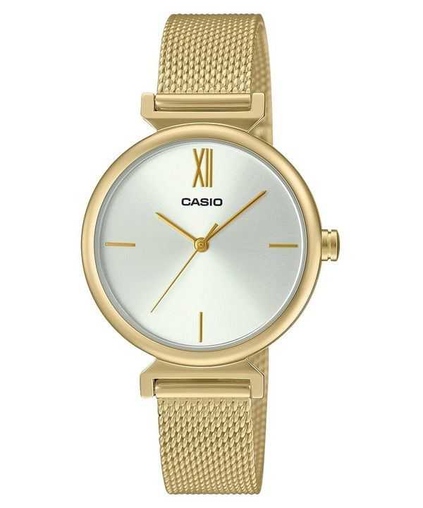 Orologio Casio analogico in acciaio inossidabile color oro con quadrante bianco al quarzo LTP-2024VMG-7C da donna con bracciale