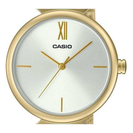 Orologio Casio analogico in acciaio inossidabile color oro con quadrante bianco al quarzo LTP-2024VMG-7C da donna con bracciale