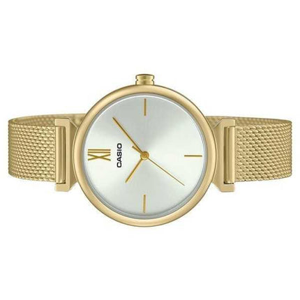 Orologio Casio analogico in acciaio inossidabile color oro con quadrante bianco al quarzo LTP-2024VMG-7C da donna con bracciale