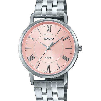 Orologio da donna Casio analogico quadrante rosa in acciaio inossidabile al quarzo LTP-B110D-4A LTPB110D-4