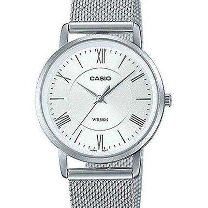 Orologio da donna Casio analogico quadrante argento in acciaio inossidabile al quarzo LTP-B110M-7A LTPB110M-7