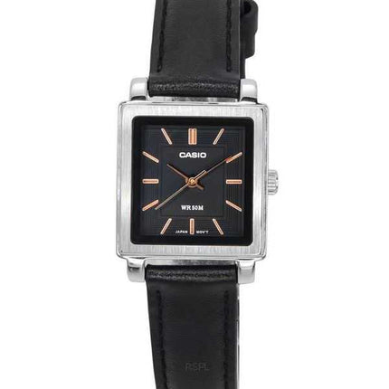 Orologio da donna Casio standard analogico cinturino in pelle quadrante nero al quarzo LTP-E176L-1A