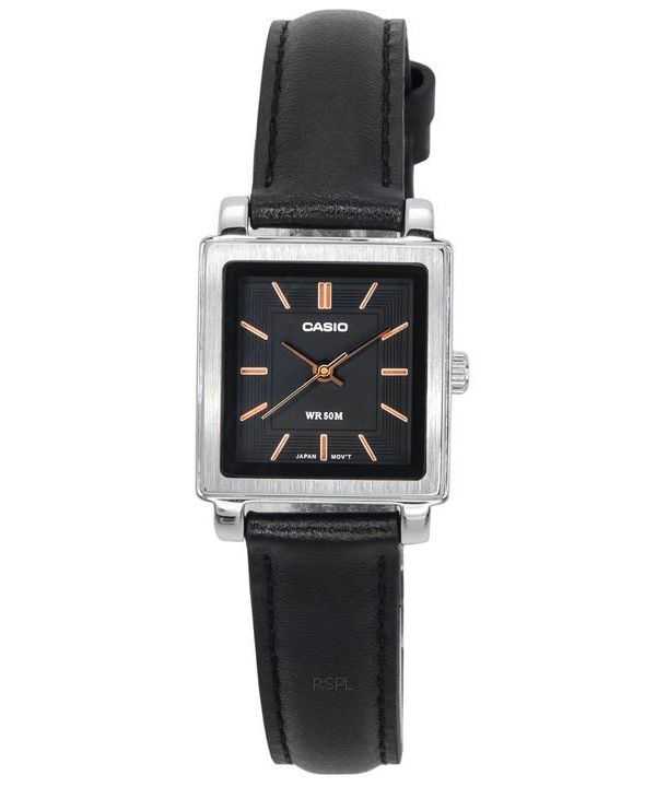 Orologio da donna Casio standard analogico cinturino in pelle quadrante nero al quarzo LTP-E176L-1A