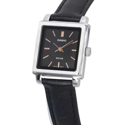Orologio da donna Casio standard analogico cinturino in pelle quadrante nero al quarzo LTP-E176L-1A