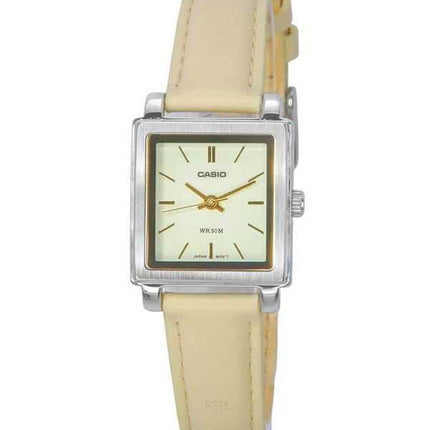 Orologio da donna Casio standard analogico cinturino in pelle quadrante beige al quarzo LTP-E176L-5A