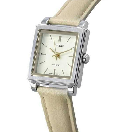 Orologio da donna Casio standard analogico cinturino in pelle quadrante beige al quarzo LTP-E176L-5A