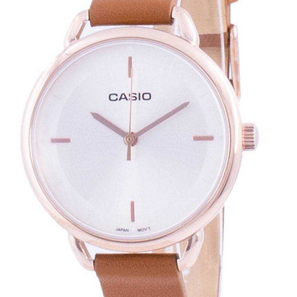 Orologio da donna Casio quadrante argento cinturino in pelle al quarzo LTP-E413PL-7A LTPE413PL-7A