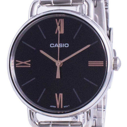 Orologio da donna Casio quadrante nero in acciaio inossidabile al quarzo LTP-E414D-1A LTPE414D-1A