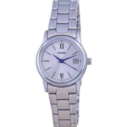 Orologio da donna Casio quadrante argento in acciaio inossidabile analogico al quarzo LTP-V002D-7B3 LTPV002D-7