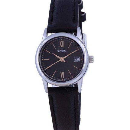 Orologio da donna Casio quadrante nero in acciaio inossidabile analogico al quarzo LTP-V002L-1B3 LTPV002L-1
