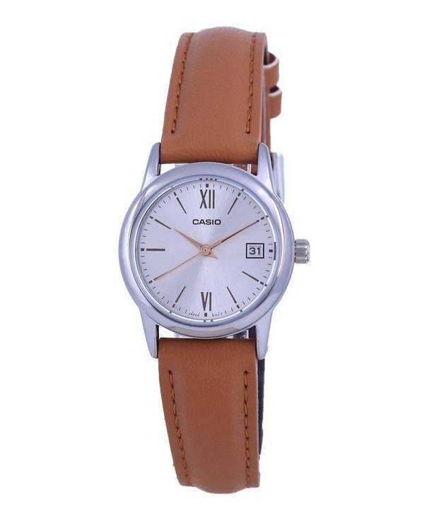 Orologio da donna Casio quadrante argento in acciaio inossidabile analogico al quarzo LTP-V002L-7B3 LTPV002L-7