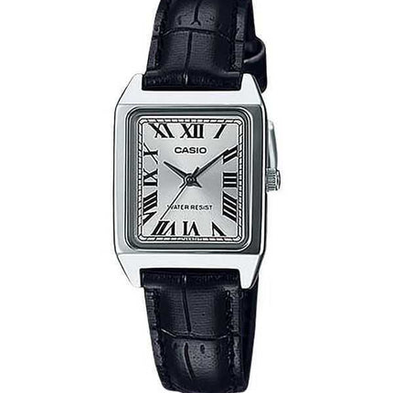 Orologio da donna Casio analogico standard con cinturino in pelle quadrante argento al quarzo LTP-V007L-7B1