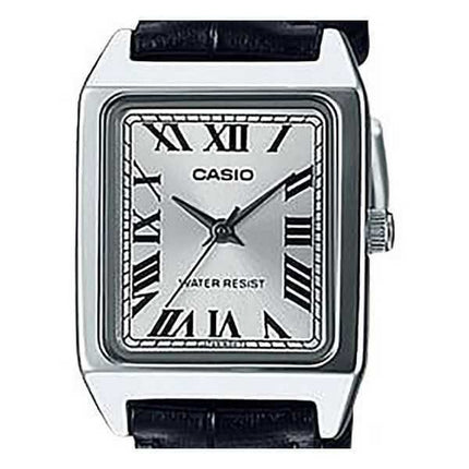 Orologio da donna Casio analogico standard con cinturino in pelle quadrante argento al quarzo LTP-V007L-7B1