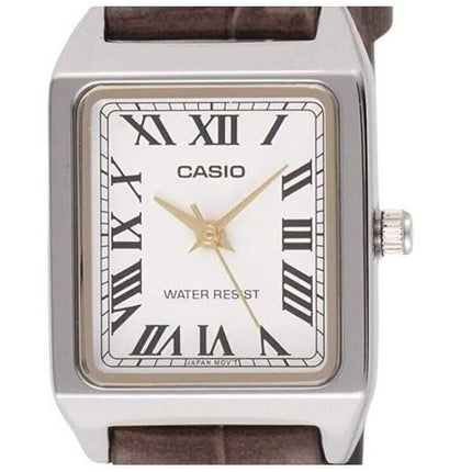 Casio Standard Analogico Cinturino in Pelle Cromato Quadrante Bianco Quarzo LTP-V007L-7B2 Orologio da Donna