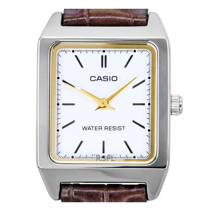 Orologio da donna Casio analogico standard con cinturino in pelle quadrante bianco al quarzo LTP-V007L-7E2