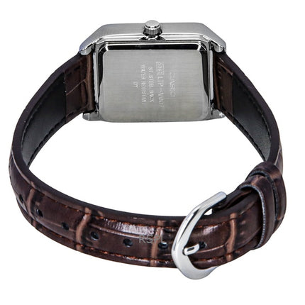 Orologio da donna Casio analogico standard con cinturino in pelle quadrante bianco al quarzo LTP-V007L-7E2