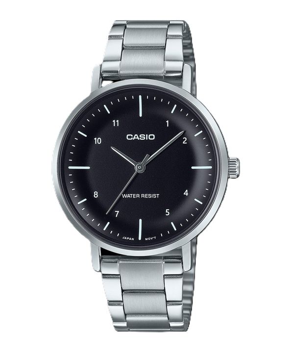 Orologio Casio Standard Analogico Acciaio Inossidabile Quadrante Nero Quarzo LTP-VT03D-1B Donna