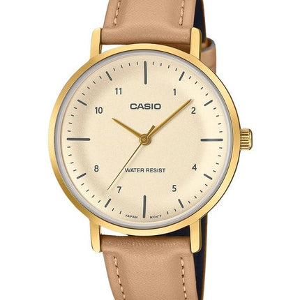 Orologio Casio Standard Analogico Cinturino in Pelle Quadrante Salmone Quarzo LTP-VT03GL-4B Donna