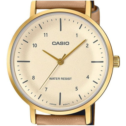 Orologio Casio Standard Analogico Cinturino in Pelle Quadrante Salmone Quarzo LTP-VT03GL-4B Donna