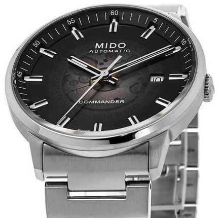 Orologio da uomo Mido Commander sfumato in acciaio inossidabile con quadrante scheletrato automatico M021.407.11.411.00
