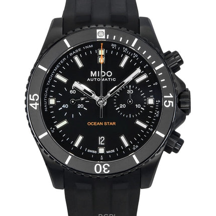 Orologio da uomo Mido Ocean Star Cronografo con cinturino in gomma e quadrante nero, automatico, subacqueo, M026.627.37.051.00, 200 m