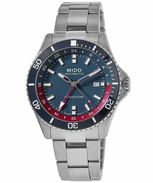 Orologio da uomo Mido Ocean Star GMT Special Edition quadrante blu automatico subacqueo M026.629.11.041.00 200M con cinturino ex