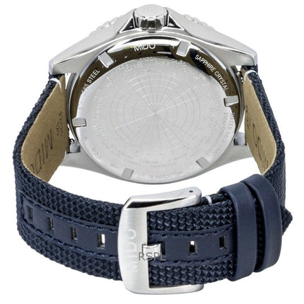 Orologio da uomo Mido Ocean Star GMT con cinturino in tessuto e quadrante nero, automatico, subacqueo, M026.629.17.051.00, 200 m