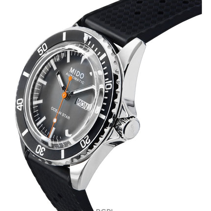 Orologio da uomo Mido Ocean Star Tribute Gradient con cinturino in gomma e quadrante grigio, automatico, subacqueo, M026.830.17.081.00, 200 m