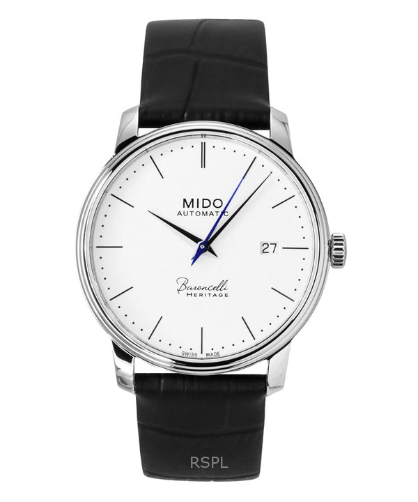 Orologio da uomo Mido Baroncelli Heritage con cinturino in pelle e quadrante bianco automatico M027.407.16.010.00