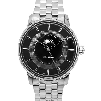 Orologio da uomo Mido Baroncelli Signature in acciaio inossidabile con quadrante nero automatico M037.407.11.051.01